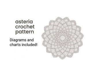 Asteria Crochet Pattern - Asteria Flower Crochet Pattern, Asteria doily pattern, Beginner Friendly, Digital Download, Handmade Project