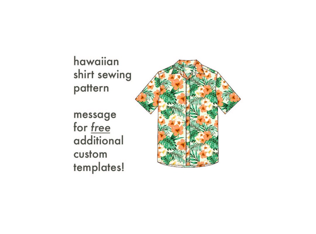Hawaiian Shirt Sewing Pattern DIY Men's Aloha, Tropical Style, Beginner Hawaiian Shirt Sewing Pattern DIY Men's Aloha, Tropical Style, Beginner