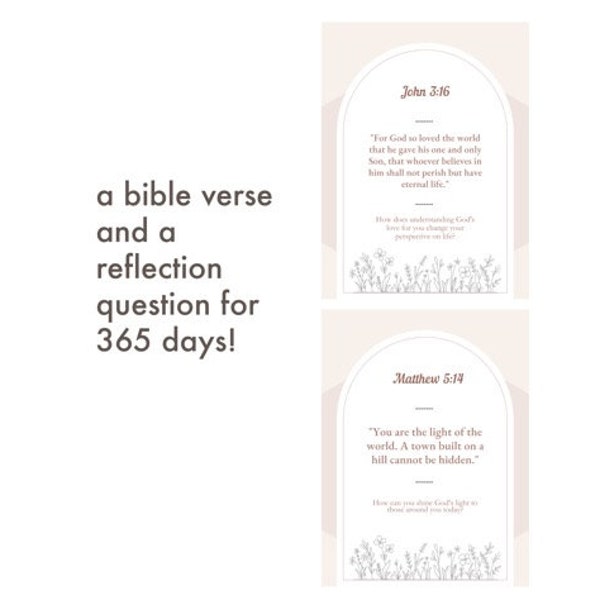 365 Bible Verses Printable, PDF, Daily Reflection for Religious Scripture Bible Study, Christian Gift