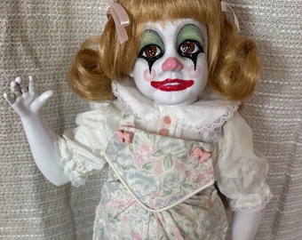 Creepy Clown Doll, Altered Vintage Porcelain