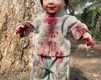 Creepy Bloody Zombie Boy - Bambola di porcellana riutilizzata
