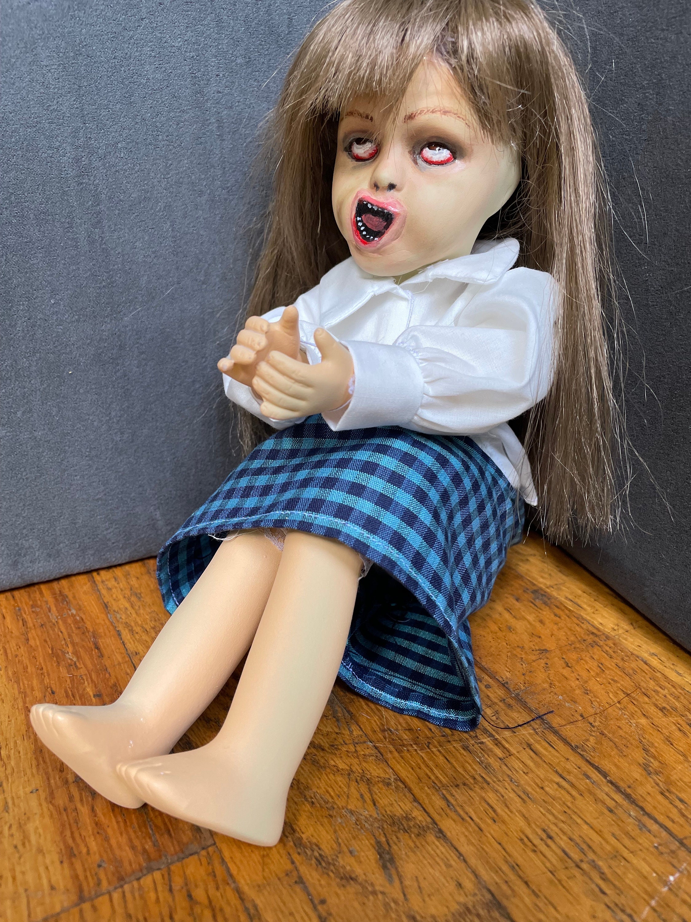 Creepy Doll, Scary Ring Movie Closet Face Katie, Handmade Repurposed ...