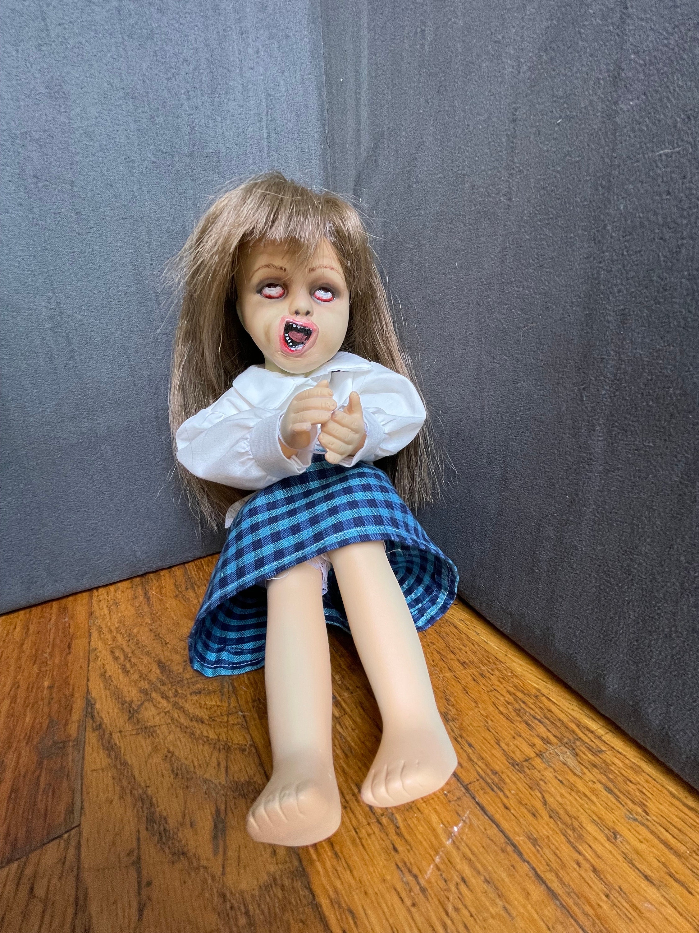 Creepy Doll, Scary Ring Movie Closet Face Katie, Handmade Repurposed ...