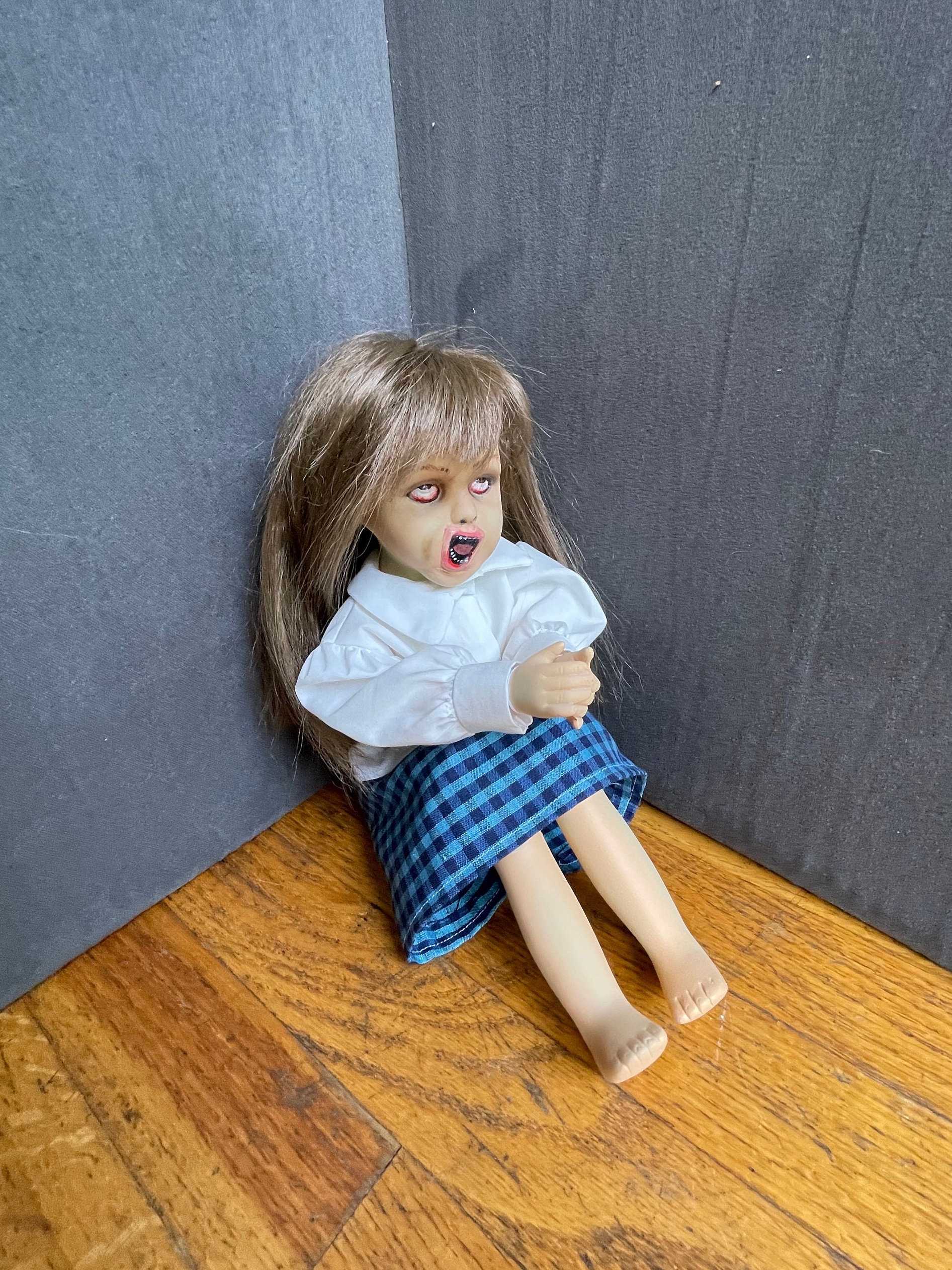 Creepy Doll, Scary Ring Movie Closet Face Katie, Handmade Repurposed ...