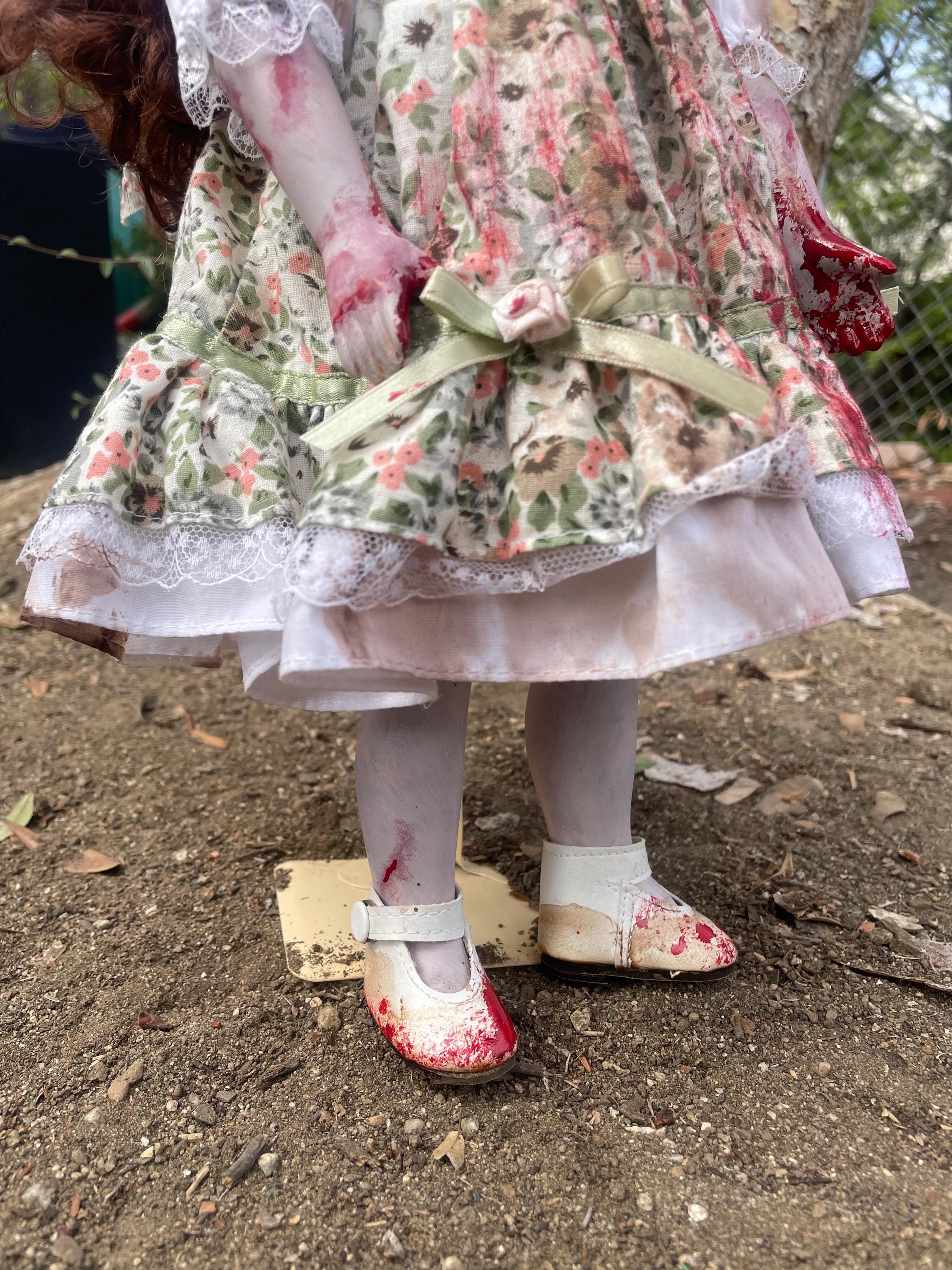 Handpainted Zombie Porcelain Doll, Creepy Cute Repurposed Vintage