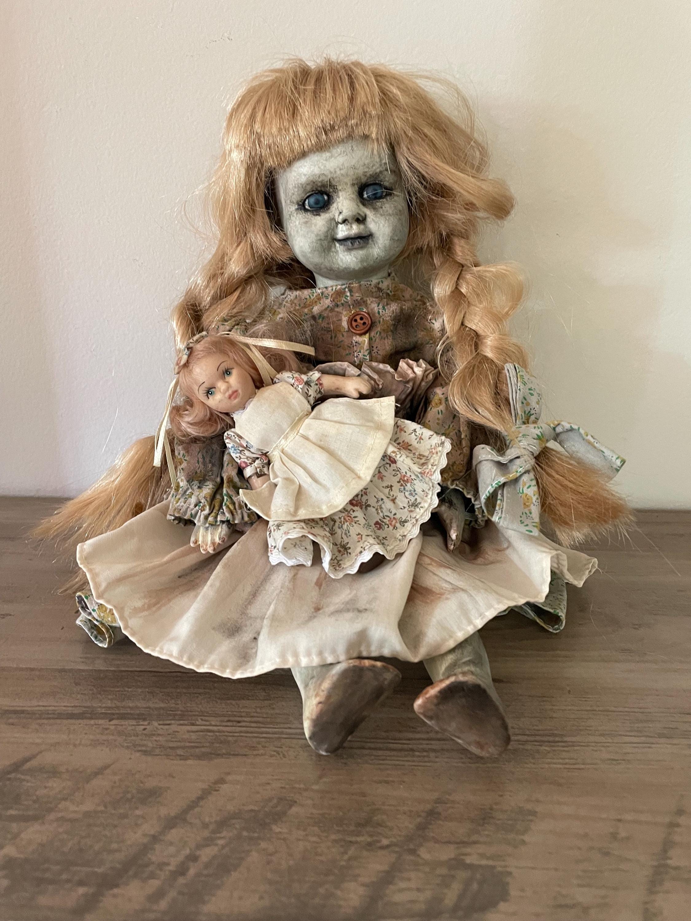 Creepy Altered Porcelain Doll: Haunted Horror Prop, Neutral