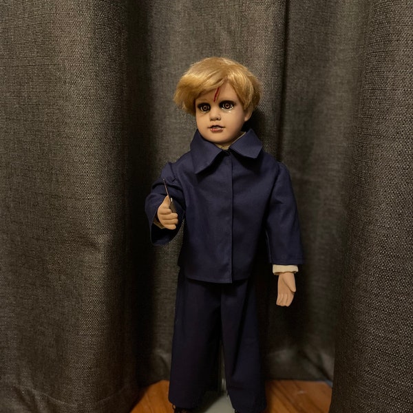 Pet Sematary Gage Doll with Knife, Tall Blonde Creepy Porcelain Boy, Unique Horror Movie Fan Gift Idea