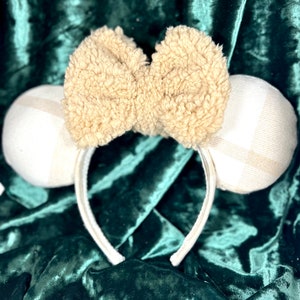 Neutral Plaid Mouse Ears (with different bow options)