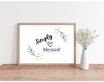 Simply Blessed digital printable inspirational quote wall art