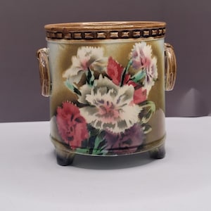 Vintage Czech Pottery Ceramic Floral Planter Vase