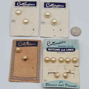 Vintage Kunstperlen Knöpfe Auf Original Karten Lot