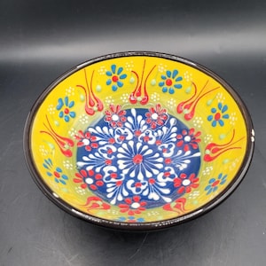 Handmade Turkish Ceramic Hand Painted Bowl 5&quot; Boho