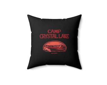 Camp Crystal Lake Square Pillow, Friday the 13th Jason Voorhees Horror Movie