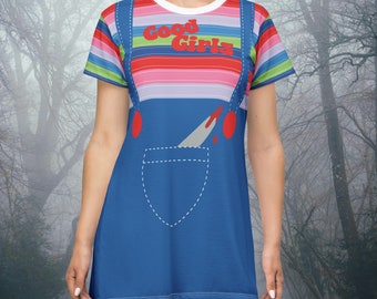 CHUCKY Halloween costume t-shirt dress 80s Horror Movie easy comic con casual cosplay
