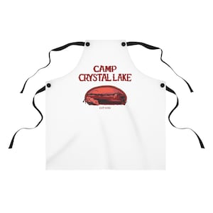 White Camp Crystal Lake Apron Friday the 13th costume Vintage Jason Horror Movie Voorhees 80s Graphic Halloween