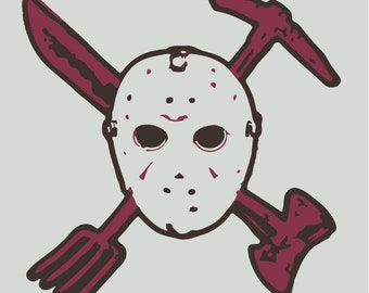 Jason Voorhees vector, logo, Friday the 13th, horror movies, halloween, slasher, camp crystal lake, digital download