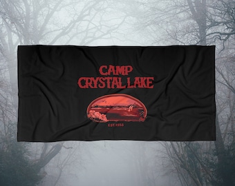 Black Camp Crystal Lake Beach Towel, Friday the 13th Vintage Jason Voorhees Horror Movie