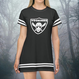 Friday the 13th T-shirt dress Jason Voorhees Jersey Camp Crystal Lake Horror Movie 80s Graphic