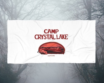 White Camp Crystal Lake Beach Towel, Friday the 13th Vintage Jason Voorhees Horror Movie