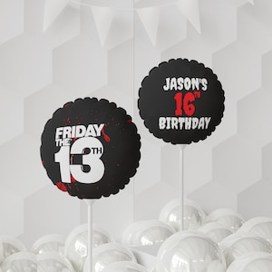 PERSONALIZED Friday the 13th Balloon 11in&#39;, perfect for horror themed birthday party, halloween party decorations, announcement party