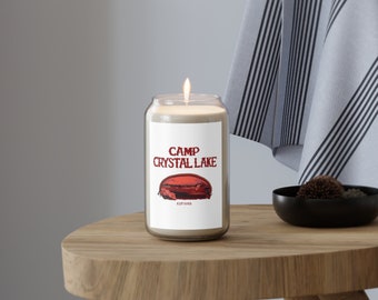 Camp Crystal Lake Halloween comfort spice Scented Soy Candle, 13.75oz, Friday the 13th Vintage Jason Horror Movie Voorhees