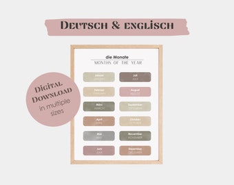 Months of the year | Bilingual Educational Poster