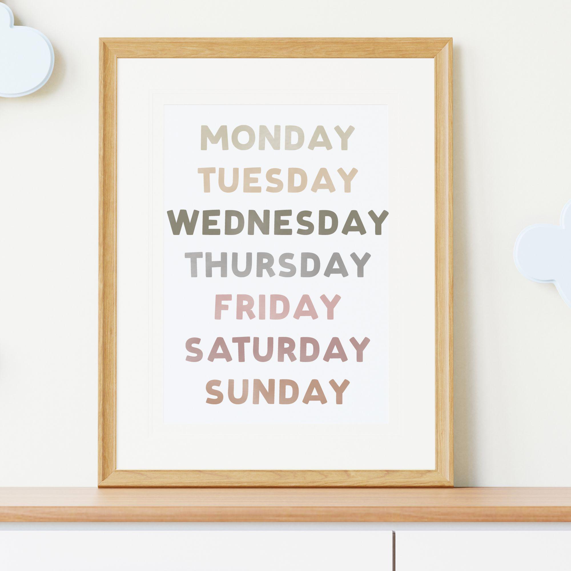 Weekdays | Educational Poster - Etsy