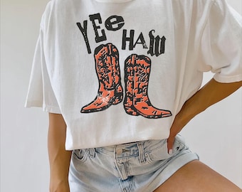 Comfort kleuren Yee Haw Tee Oversized Howdy T-shirt Western Tee Bach Party Tshirt Howdy Crewneck Sweatshirt Cowgirl Tops Yeehaw T-shirt Geschenken