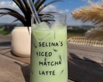 Matcha Glas , Personalisiertes Glas für alle Matcha Liebhaber , Trinkglass