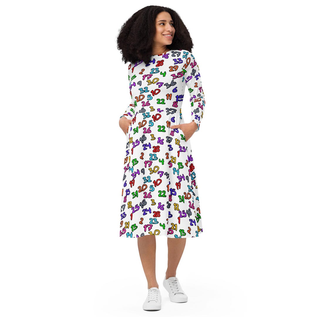 Numbers 1 - 36 | Multi-color Numbers Pattern on White | All-over Print ...