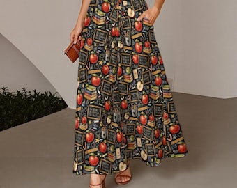 Chalkboard Apples | Women's Ruffled Wide-Leg Pants