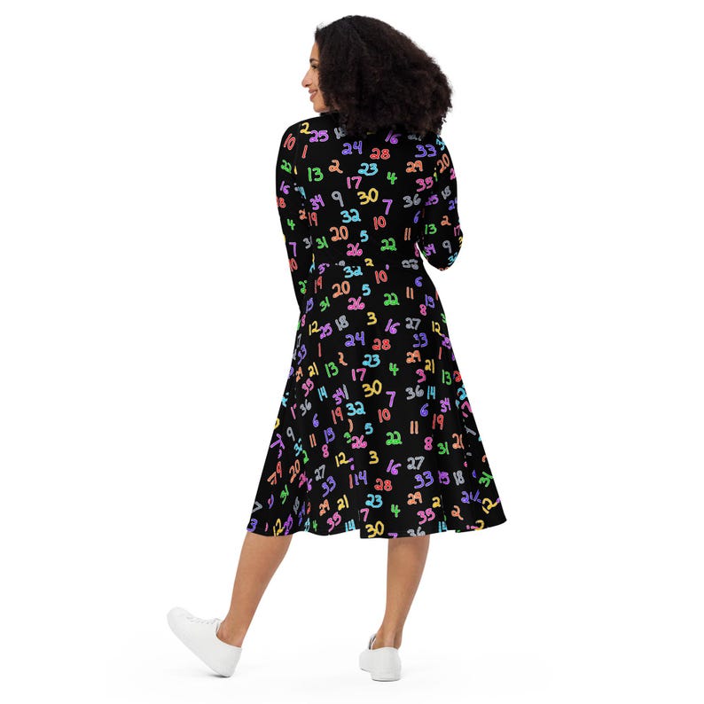 Numbers 1 - 36 | Multi-color Numbers Pattern on Black | All-over Print ...