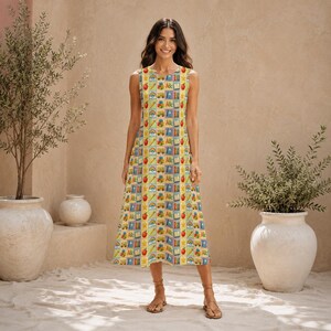 Check School Patch-Print | Dress With Pocket | 140GSM Slub Cotton