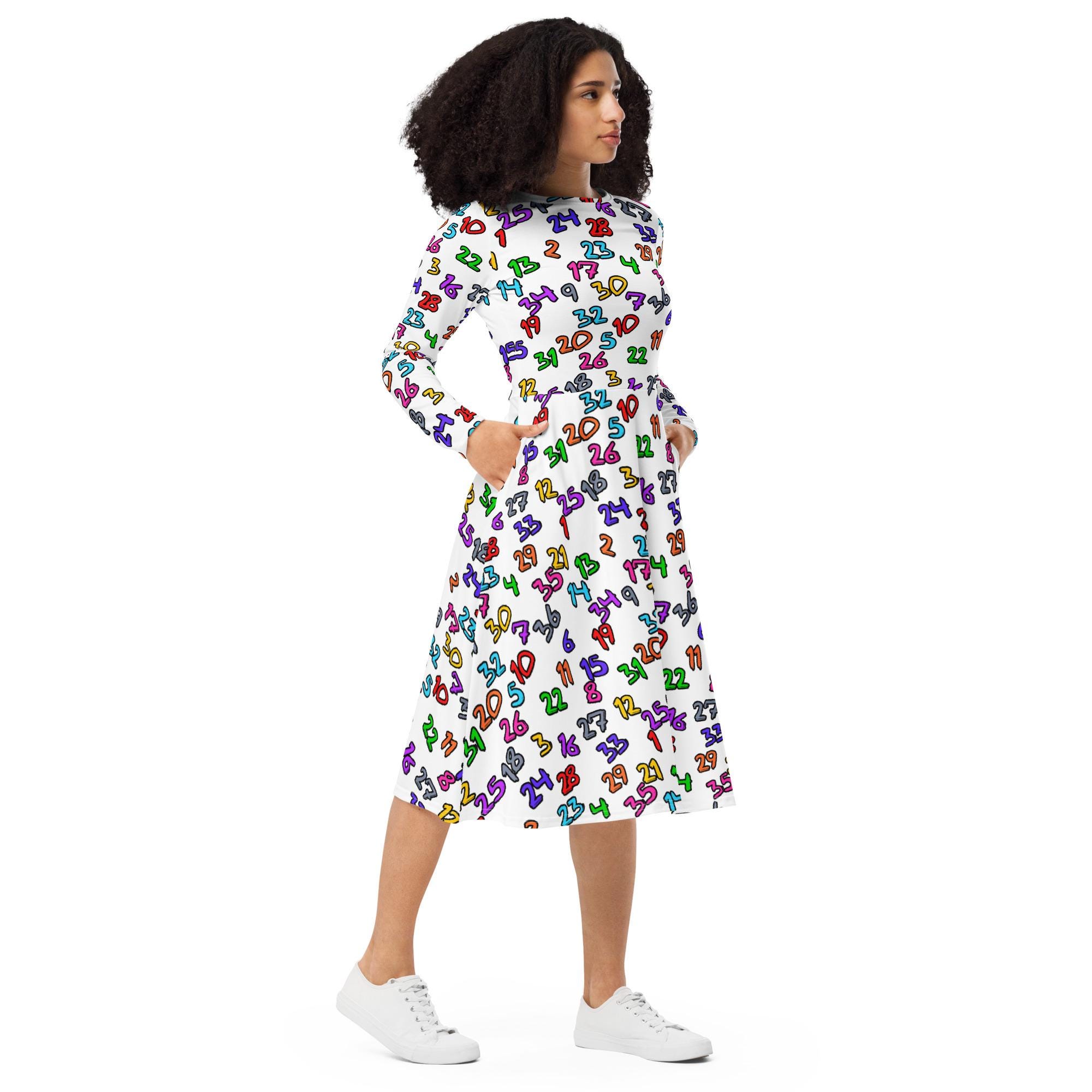 Numbers 1 - 36 | Multi-color Numbers Pattern on White | All-over Print ...