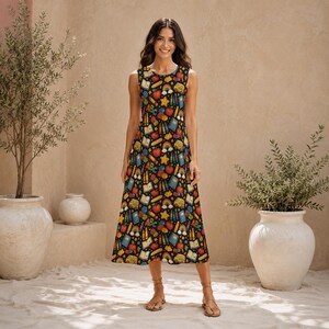 Classroom Patch-Print | Dress With Pocket | 140GSM Slub Cotton