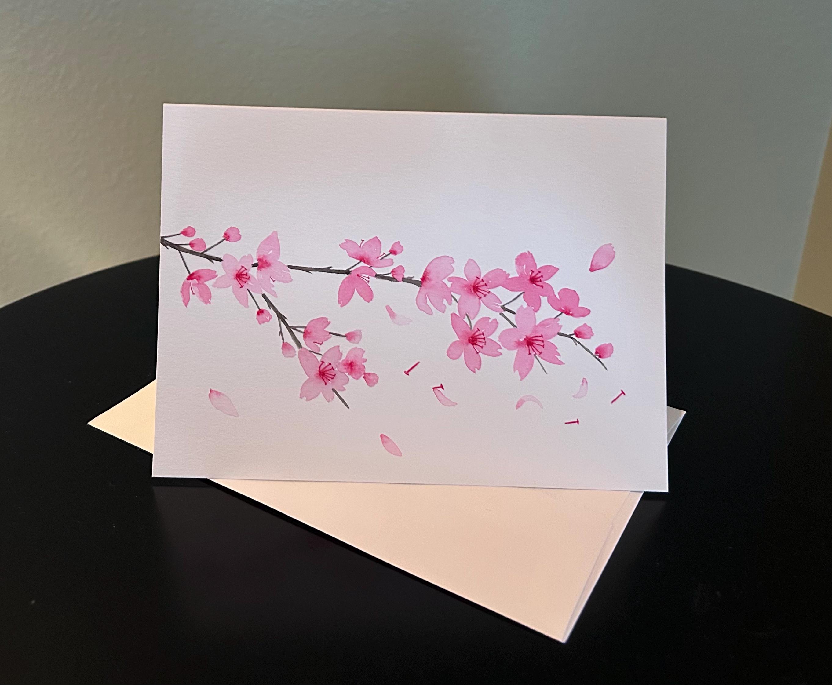 水彩画　花が咲く森　値段は※900円です Original Japanese Watercolor Cherry Blossoms - Etsy
