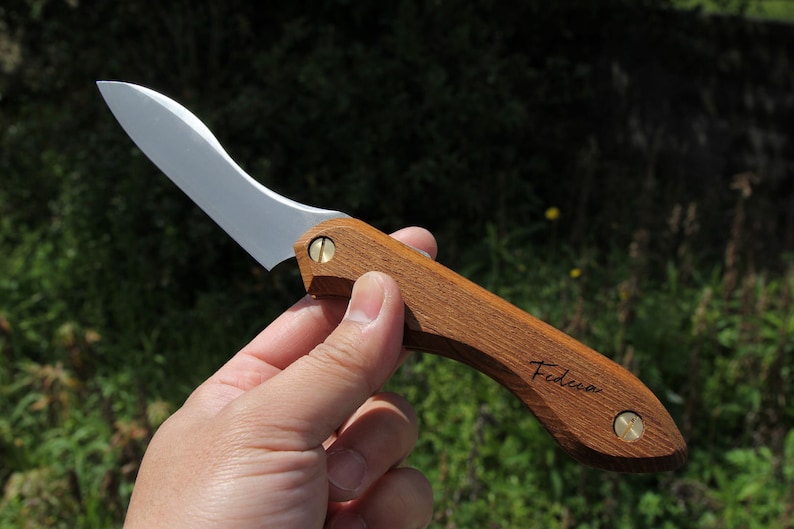 Japanese pocket knife folding knife for cooking indoors & outdoors Outdoor kitchen knife Teak
