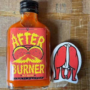 Hot Sauce &quot;After Burner&quot; - Scharfe Chili Soße mit Trinidad Scorpion Chilli - in Geschenkverpackung inkl. Sumoringer Figur