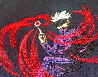 Embroidered Satoru Gojo Reversal: Red Sweatshirt/Hoodie