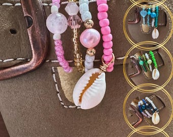 Conjunto de adornos Birkenstock (4 piezas) – Decoración artesanal para sandalias con perla de agua dulce y colgante – Accesorios de verano de estilo bohemio para zapatos