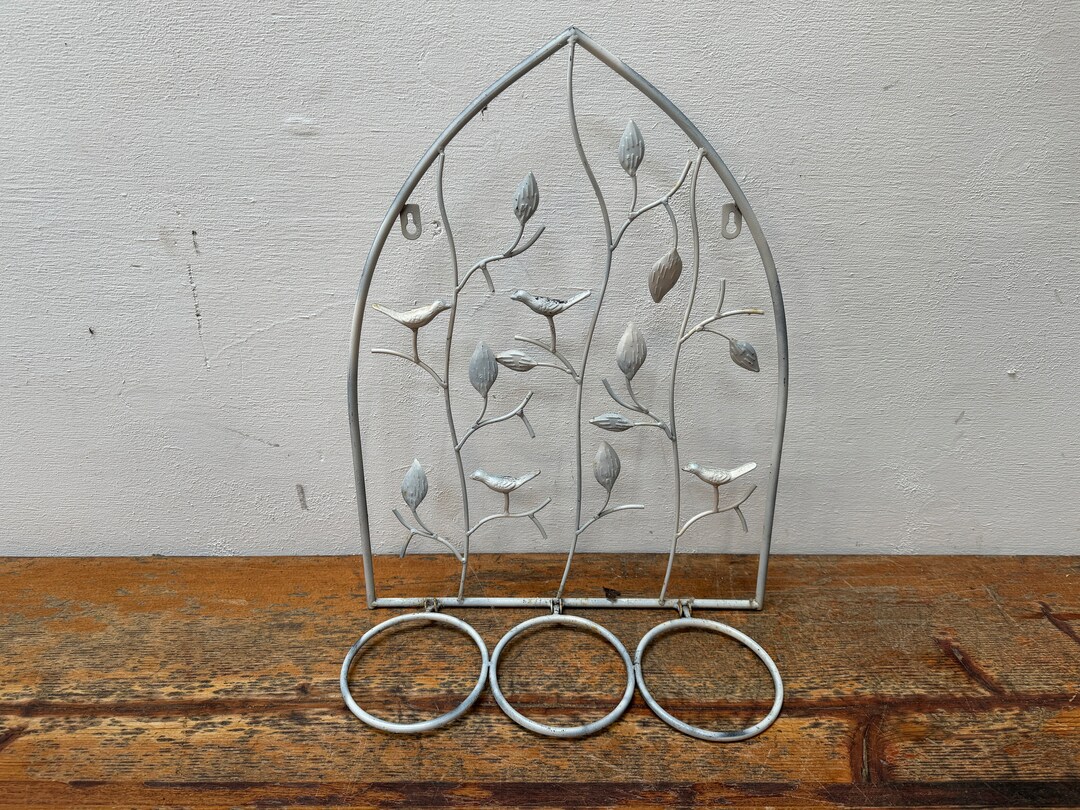 Vintage White Metal Wall Hanging Plant Holder With Birds and Etsy UK