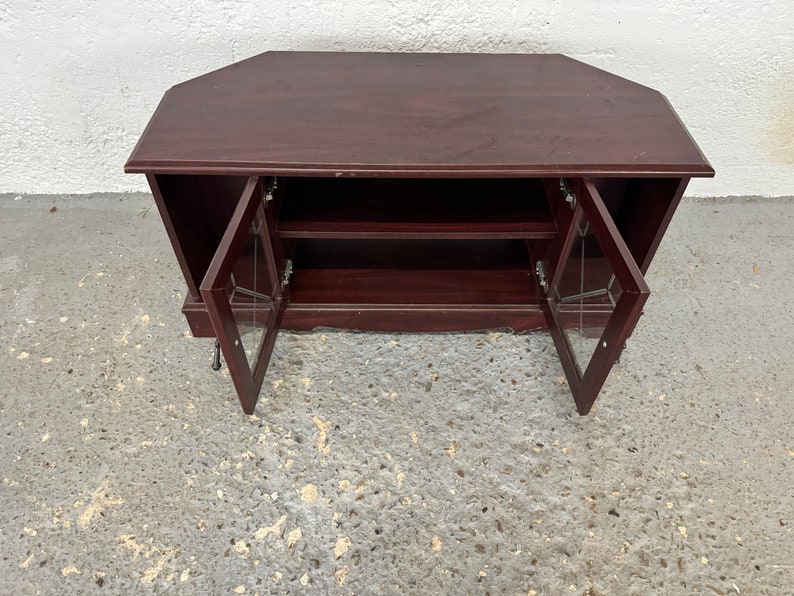 Mahogany TV Unit With Glass Doors Etsy UK