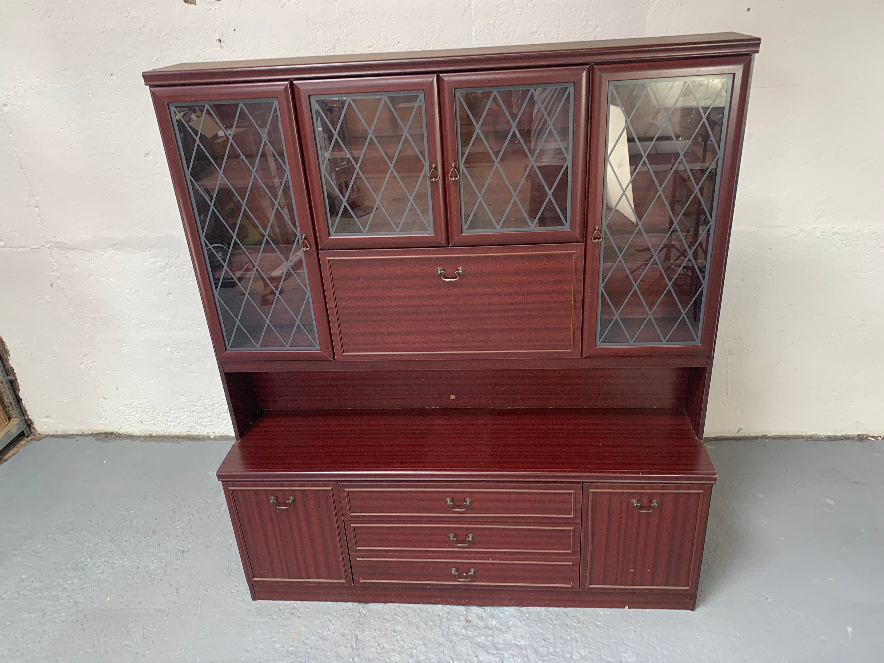 Vintage Mahogany Veneer Display Wall Unit With Glass Etsy UK