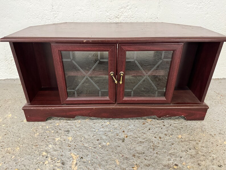 Mahogany TV Unit With Glass Doors Etsy UK