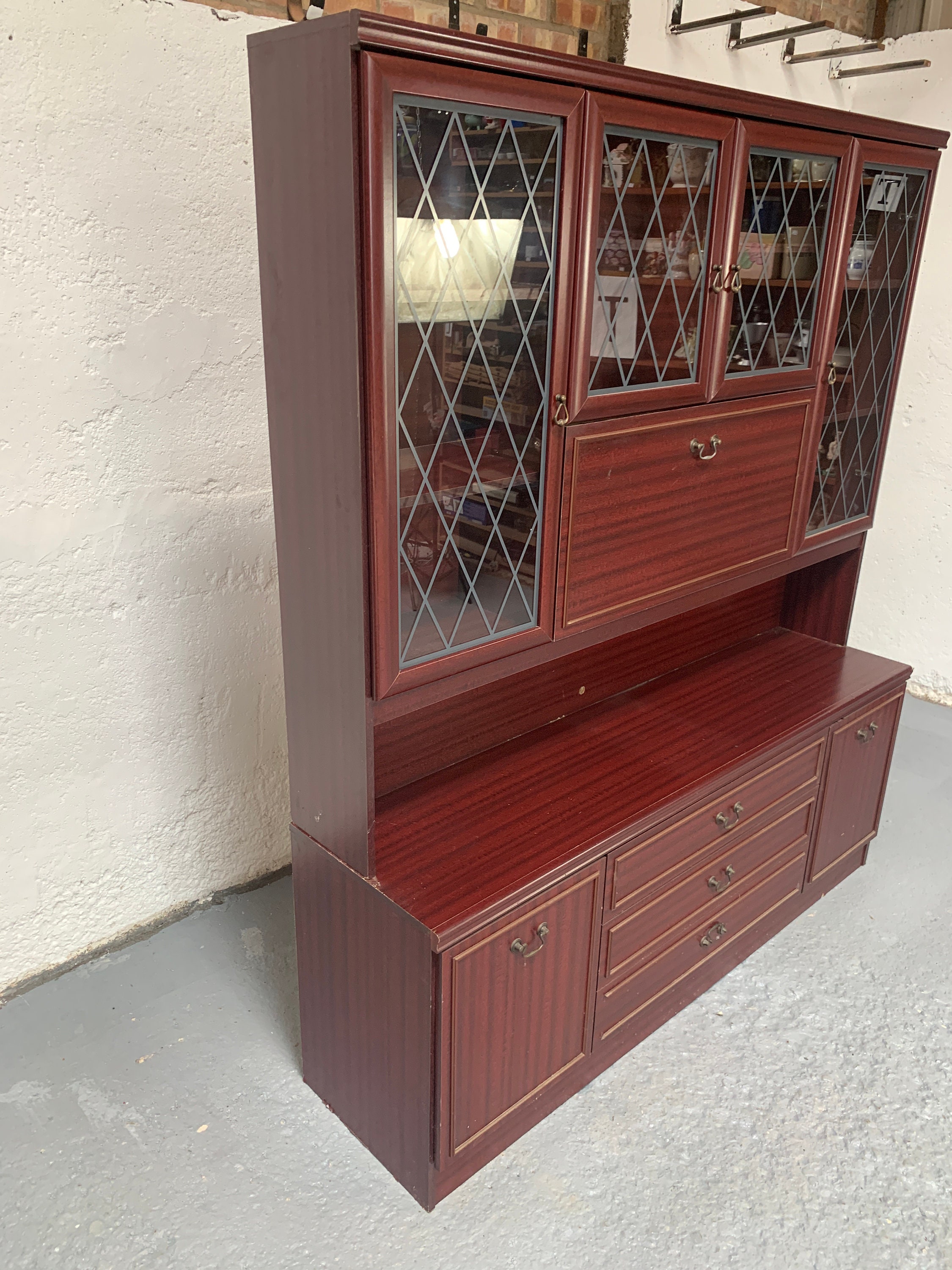 Vintage Mahogany Veneer Display Wall Unit With Glass Etsy UK