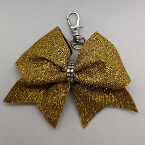 Glitter bow keychain L (50 mm bandwidth) with personalization / Glitter keychain with name; Cheerbow, Bow, Team, Name, Rhinestone
