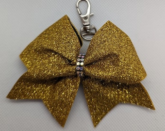 Glitzer Schleife Schlüsselanhänger L (50mm Bandbreite) mit Personalisierung / Glitter keychain with name; Cheerbow, Bow, Team, Name, Strass