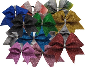 Glitzer Haarschleife M (38mm Bandbreite) mit Personalisierung / Glitter hairbow with name; Cheerbow, Hairbow, Bow, Teambow, Teamname, Strass