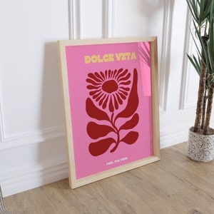 Abstract Floral Art: Blooming Beauty dolce vita, pink red assaouline digital print Download, Gallery and Museum Wall Art, poster