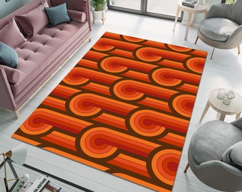 Retro Pattern Rug, Groovy 70s Rug, Retro Geometric Rug,Area Rug,Living Room Rug,Aesthetic Rug,Runner Rug,Modern Rug,Minimalist Rug